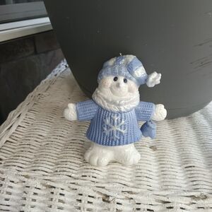 Blue and White Snowman Figurine